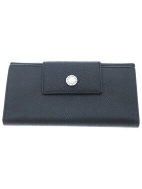 Bvlgari Gray Leather Logo Button Wallet Black